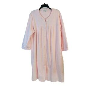 Miss Elaine Fleece 3/4 length robe/gown Size 1X Style 851204 Pink front snap
